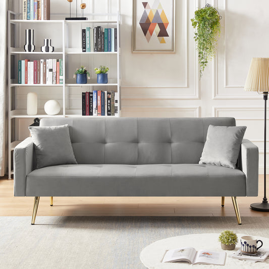 Gray Velvet Sofa Bed