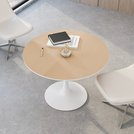 Modern Round Dining Table with Printed Wood Grain Table Top