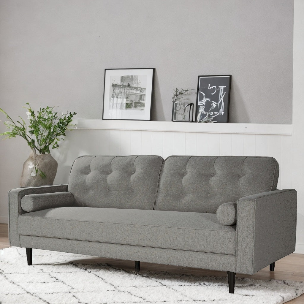 80" Wide Upholstered Sofa with Modern Fabric Sofa and Square Armrest