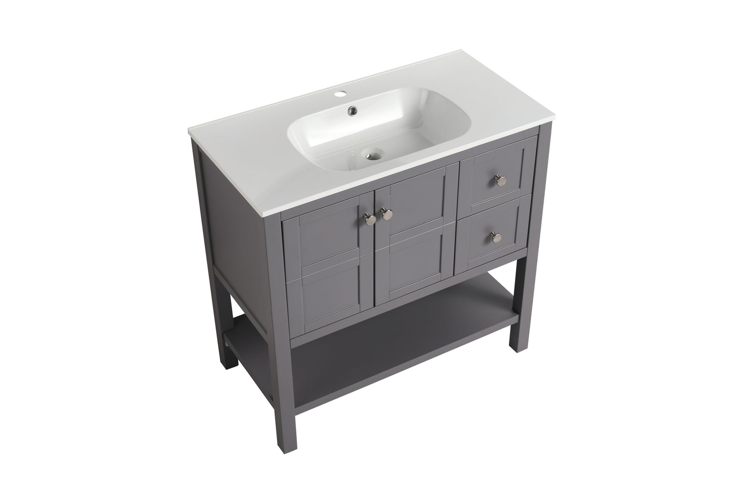 Bathroom Vanity With Soft Close Drawers and Gel Basin, Grey