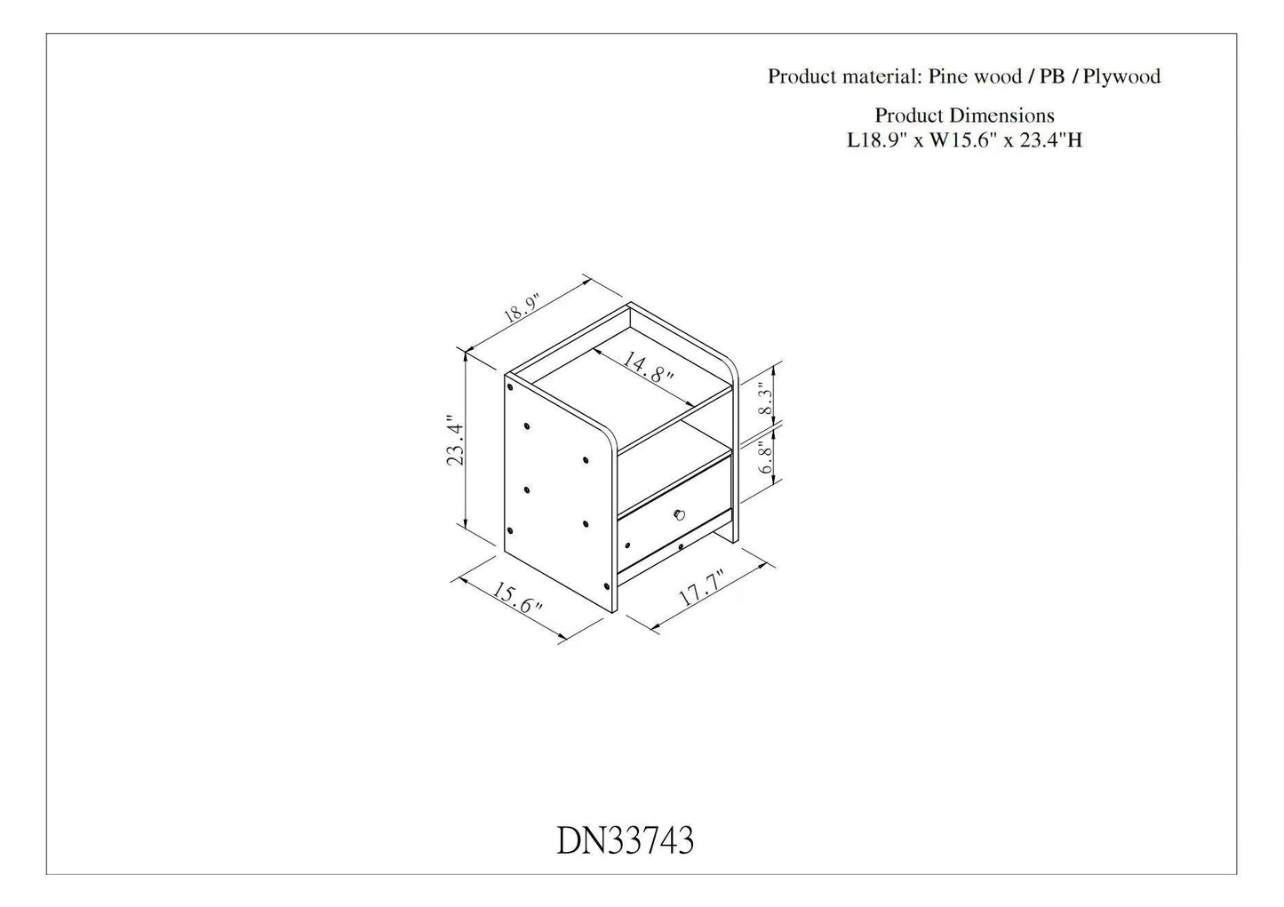 One Drawer Nightstand- White