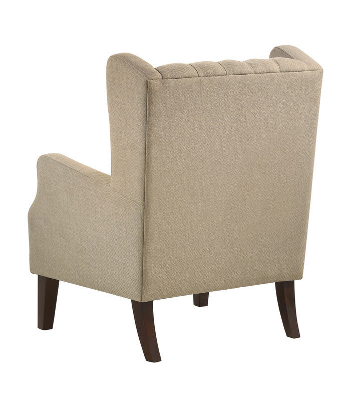 Linen Button Tufted Wingback Chair, Beige