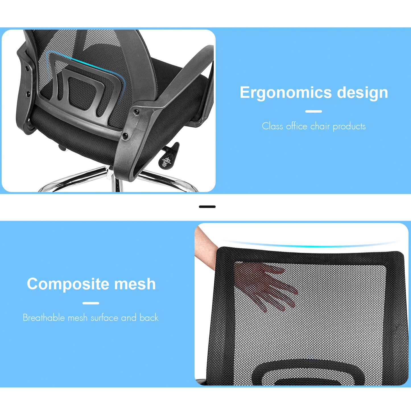 Deluxe Ergonomic Mesh Computer Chair with Wheels and Arms and Lumbar Support