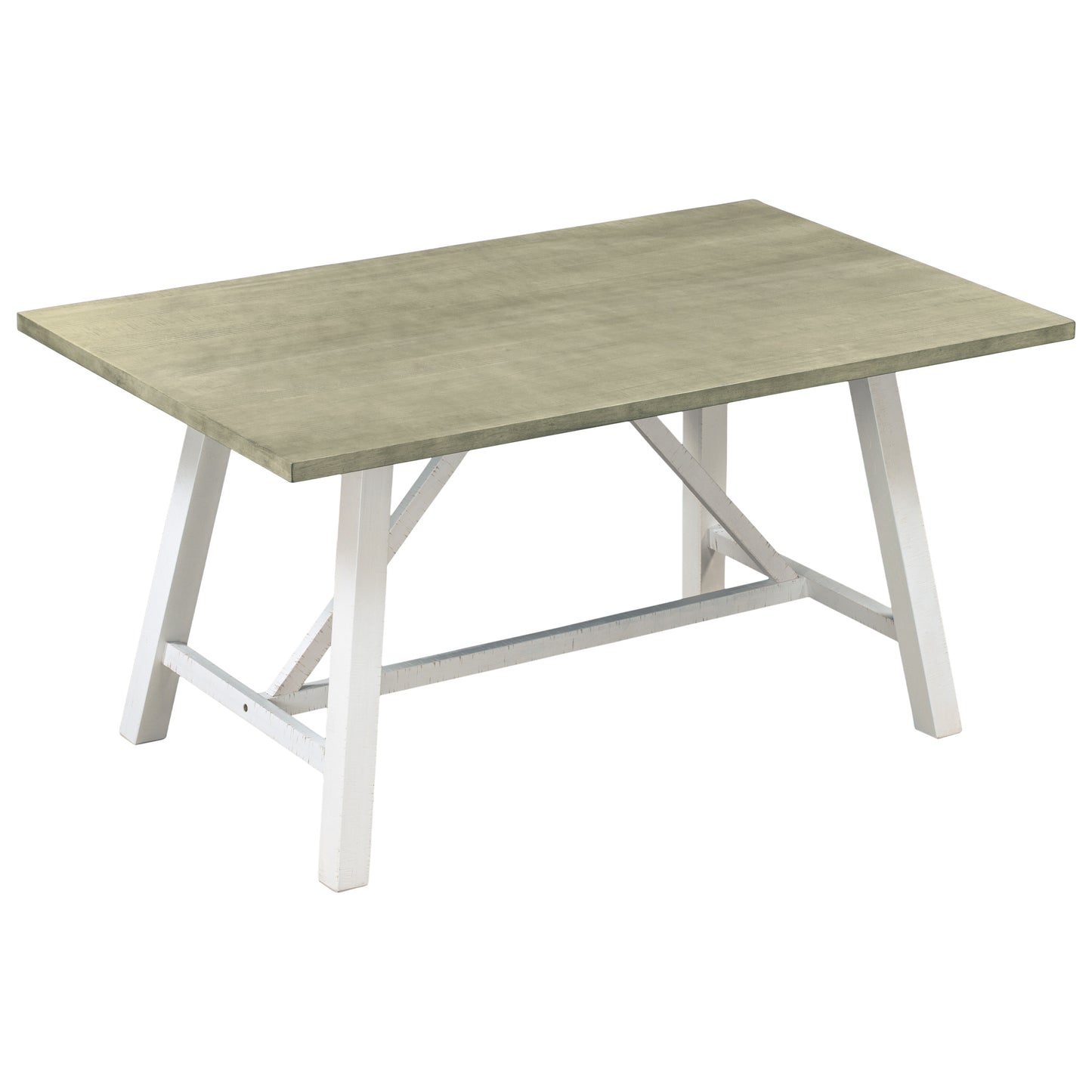 6 Piece Dining Table Set Rustic Style,White+Gray