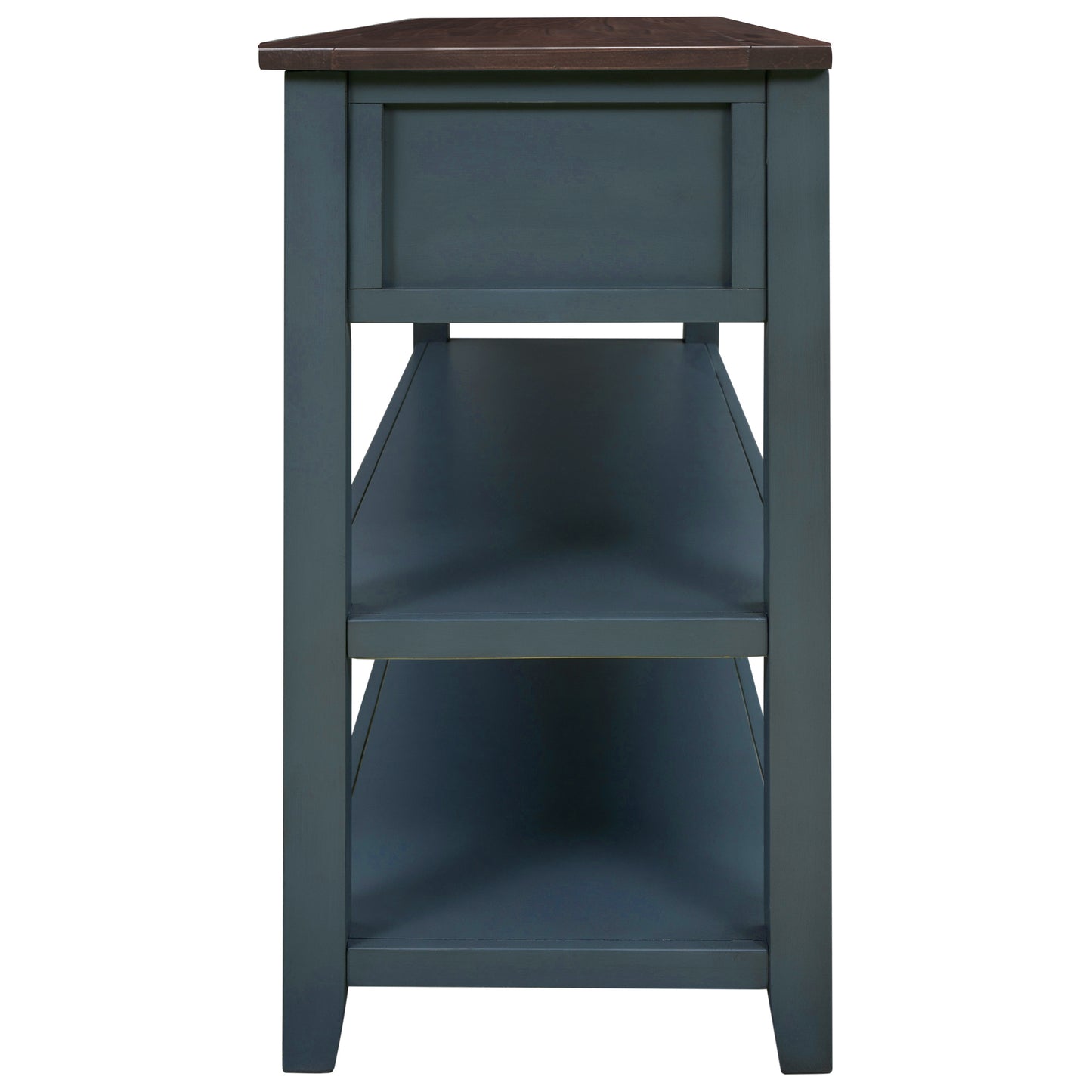 TREXM Retro Design Console Table with Two Open Shelves - Navy