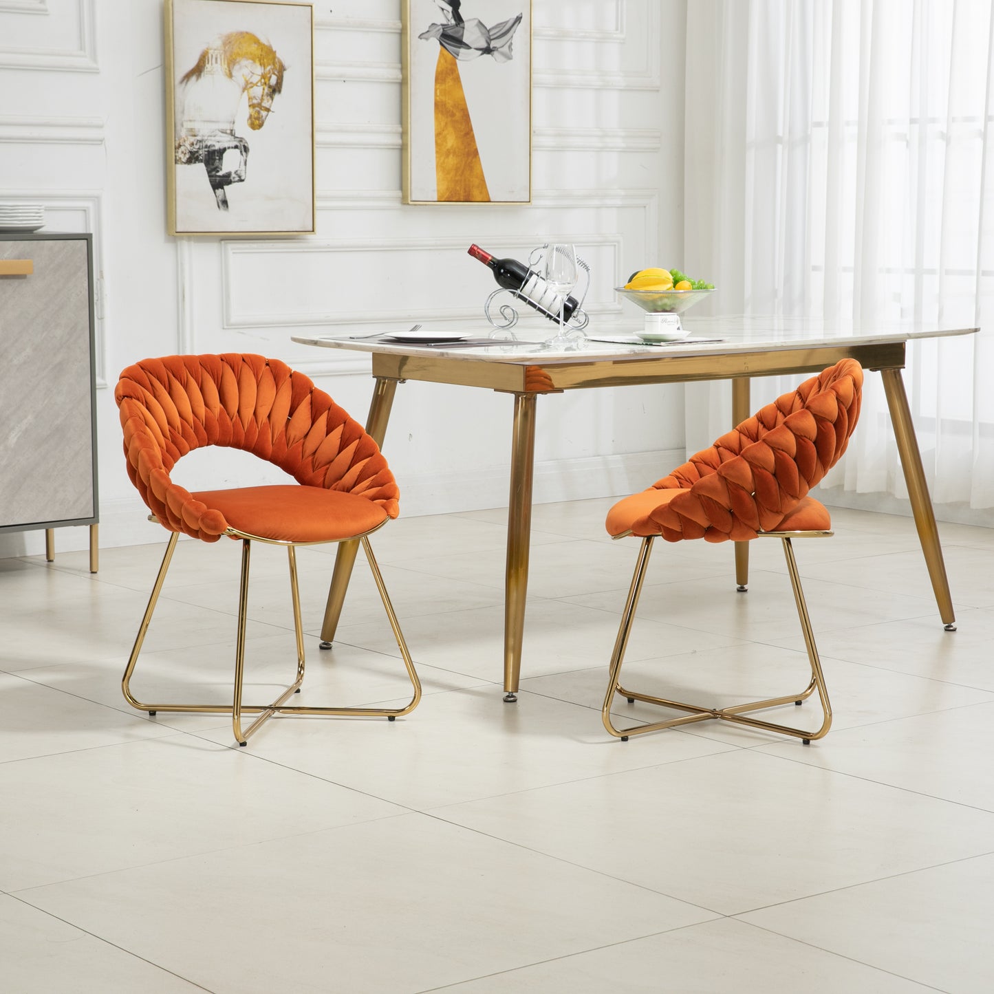 Oxitil Orange Accent Chairs Set of 2