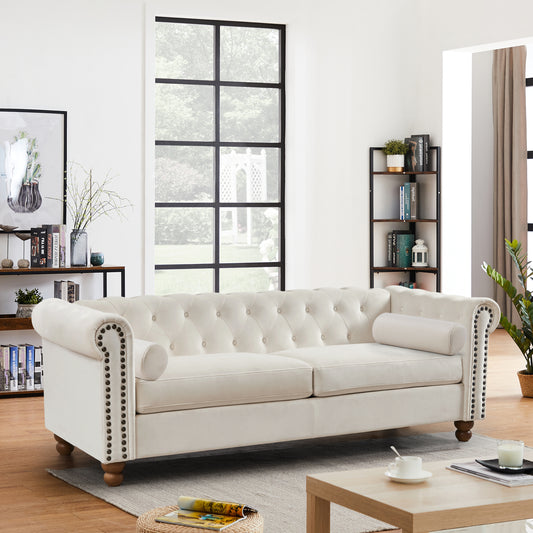 Traditional Living Room Upholstered Sofa , Large-White.