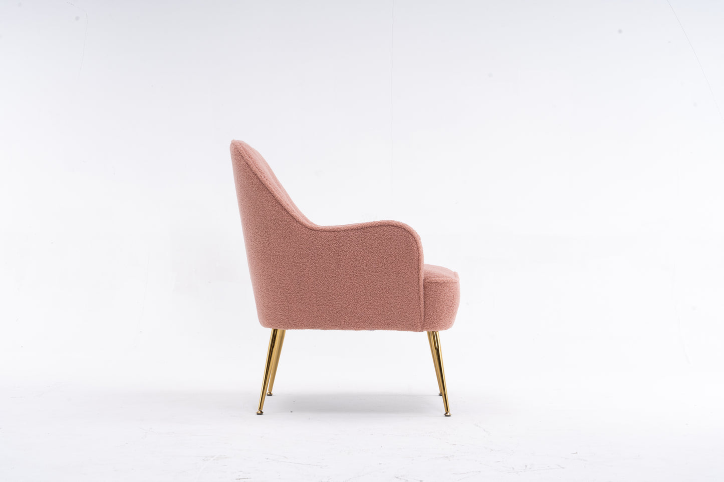 Teddy Fabric Pink Ergonomics Accent Chair