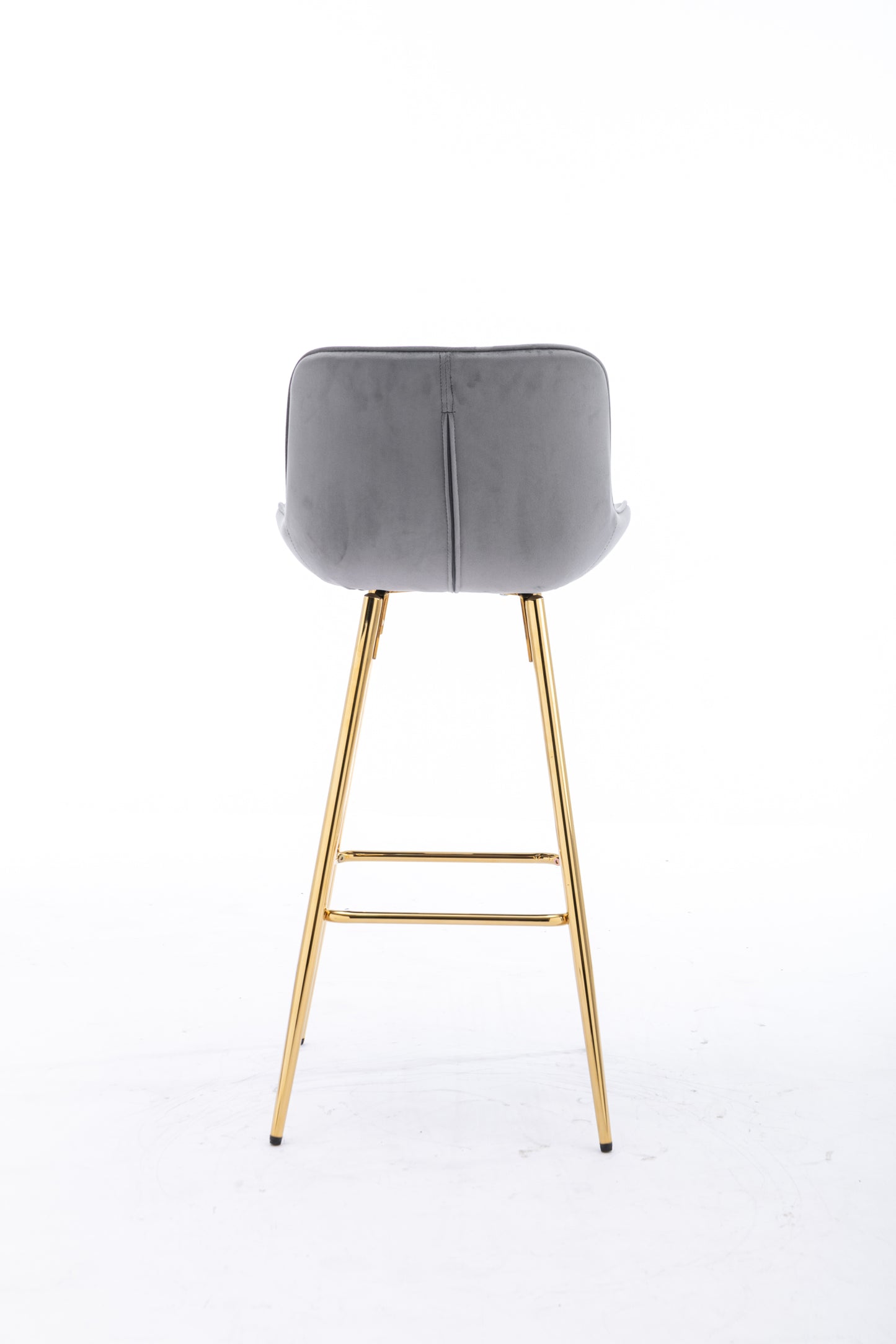 26 inch Set of 2 Velvet Fabric Golden Leg Bar Stool Gray