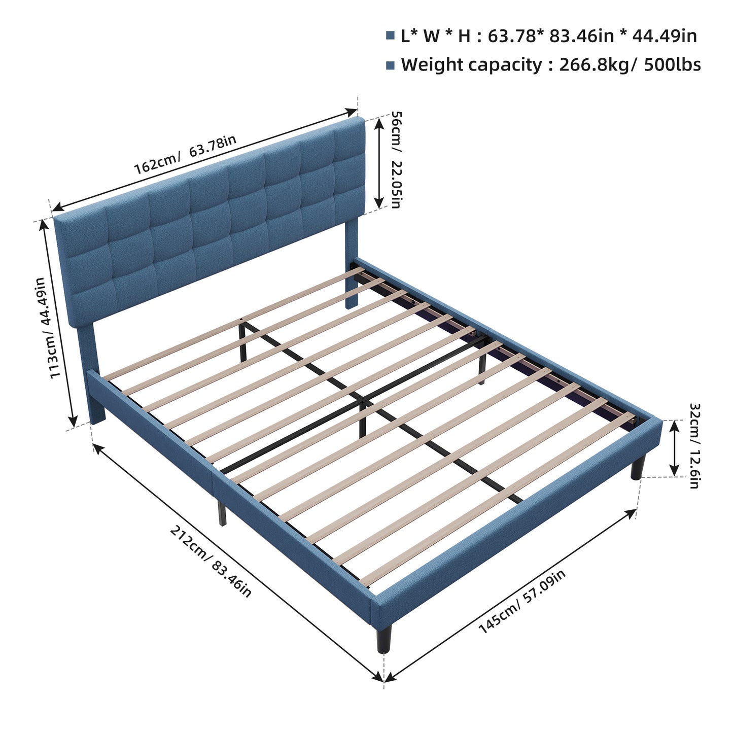 Queen Size Upholstered Canopy Platform Bed Linen