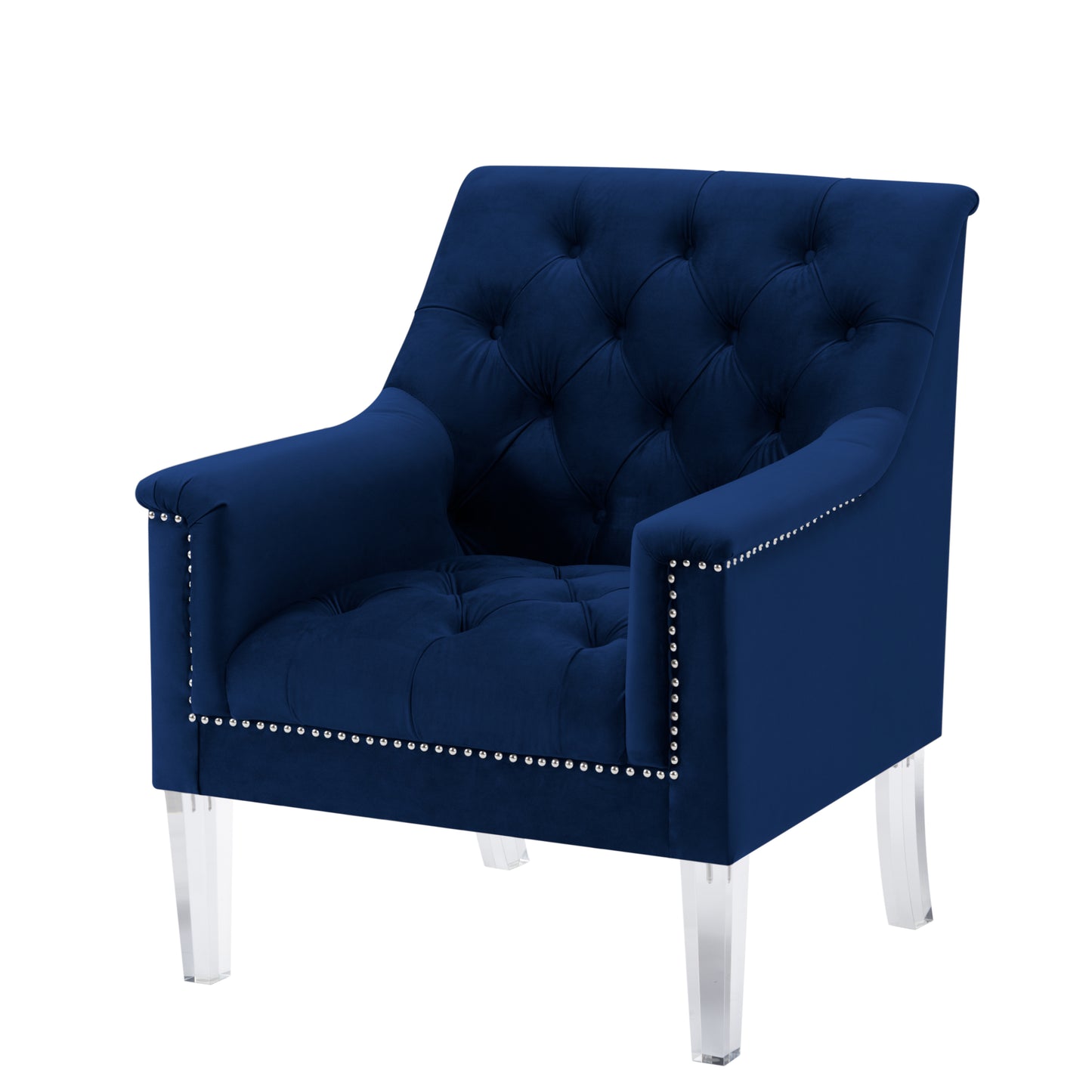 Living Room Velvet Chair -Navy Blue