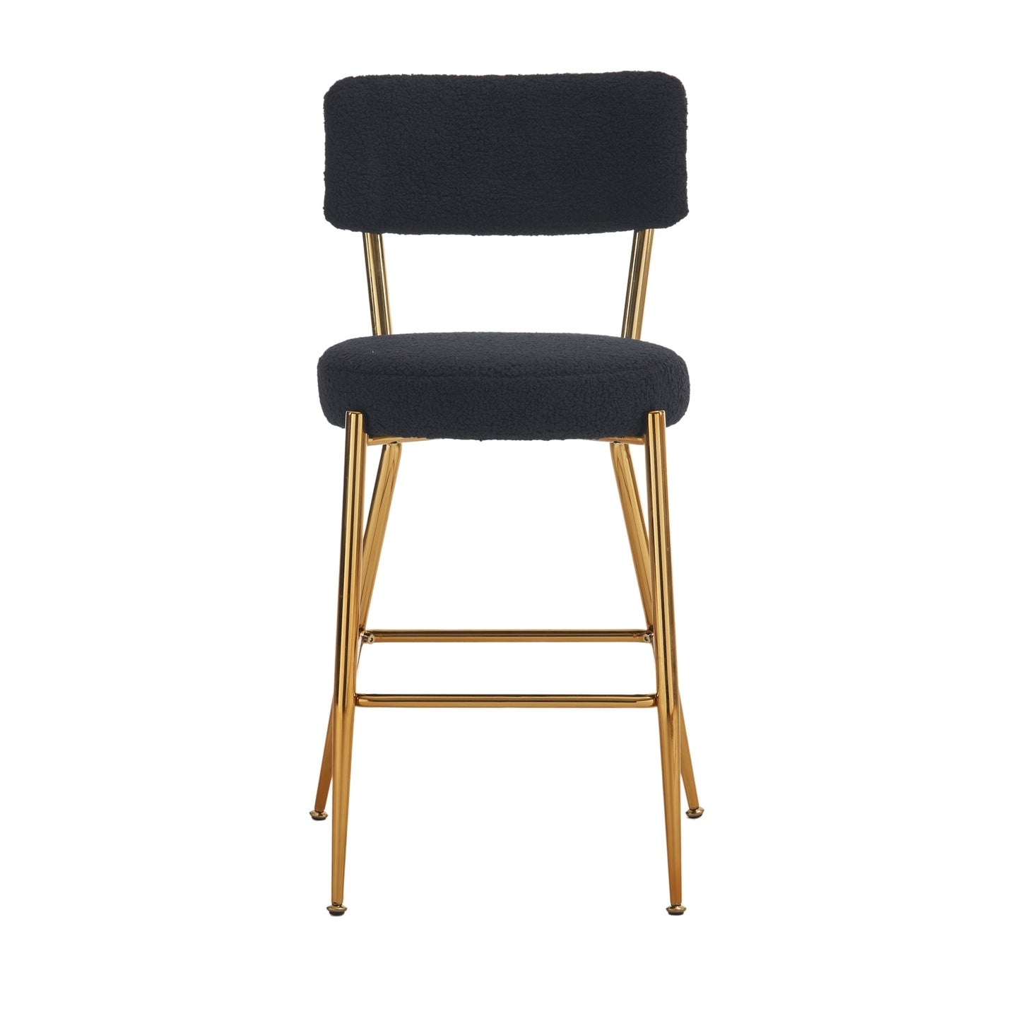 Modern Teddy Fabric Upholstered Bar Stool Set of 2 - Black