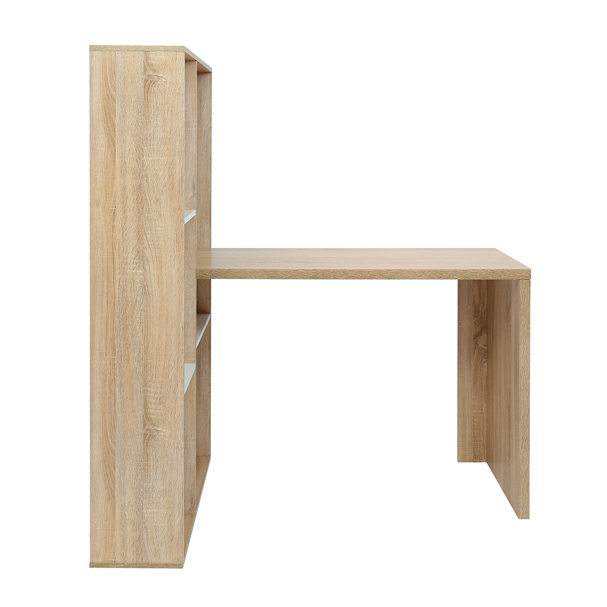 L-Shaped Desk with Shelves, Oak Finish