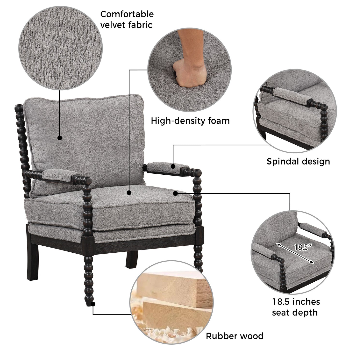 The Spindle Chair Black & Grey