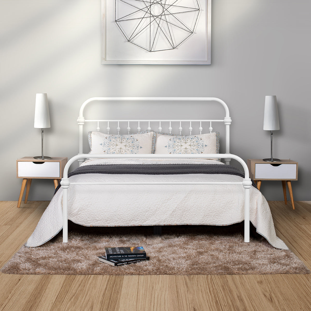 Farmhouse Bed Frame Size: Full - WHITE