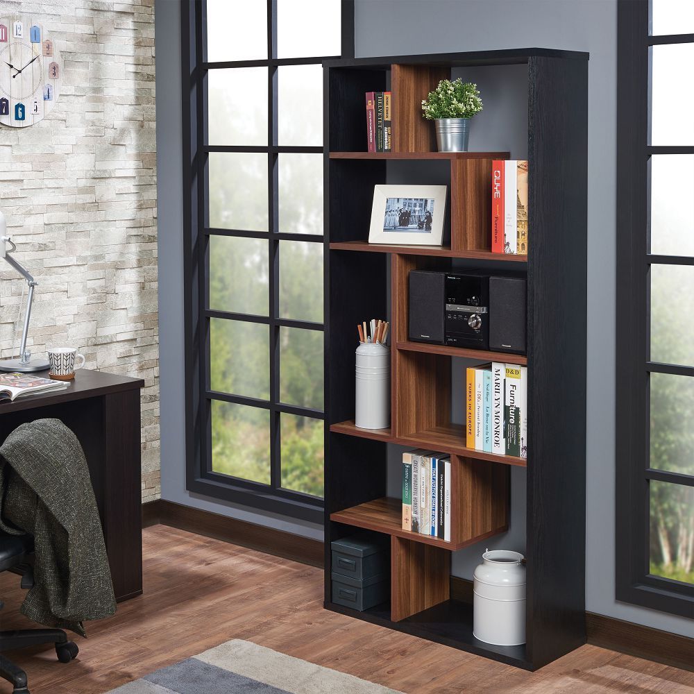 Mileta II Bookshelf in Black & Walnut