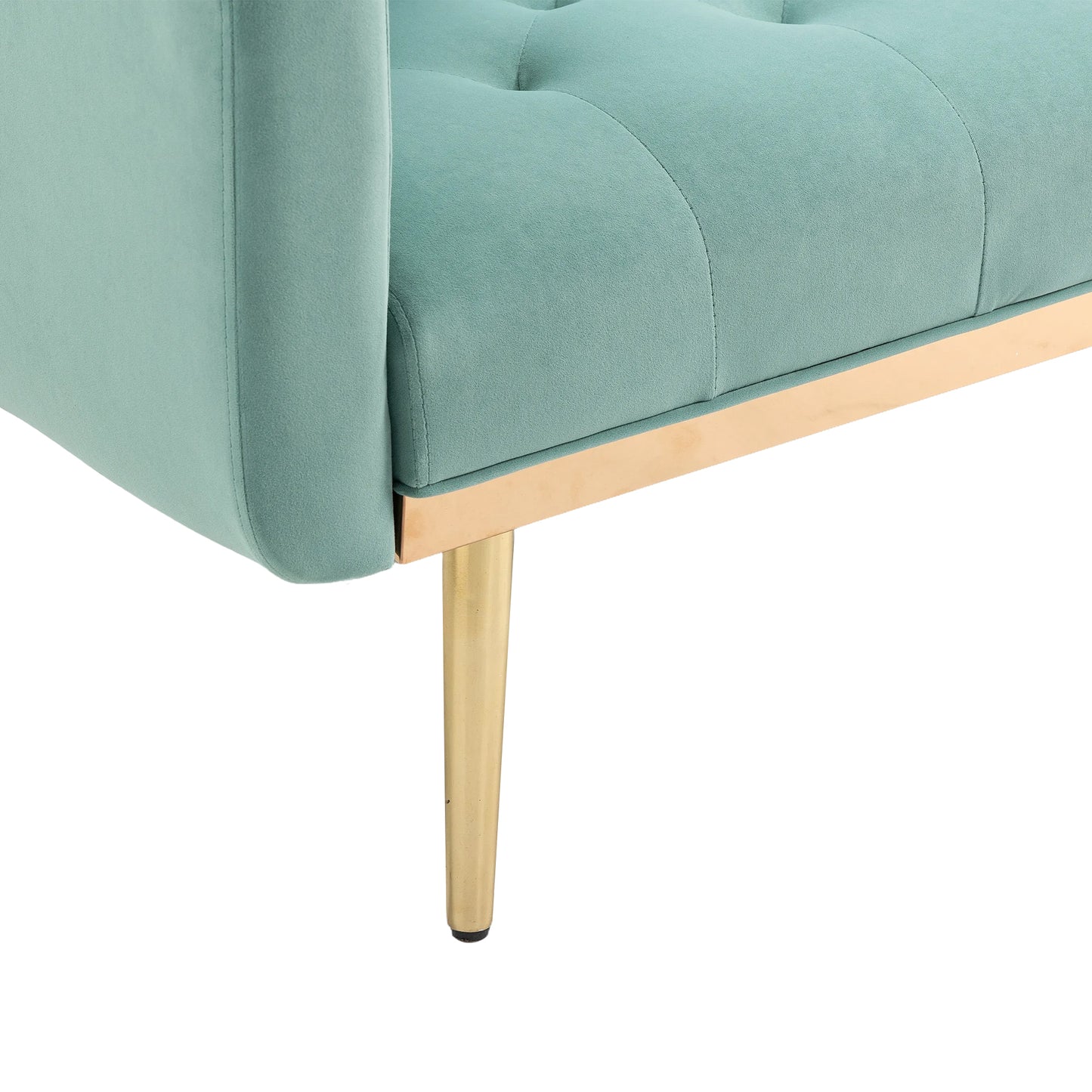 Velvet Accent Sofa with Gold Legs, Light Teal