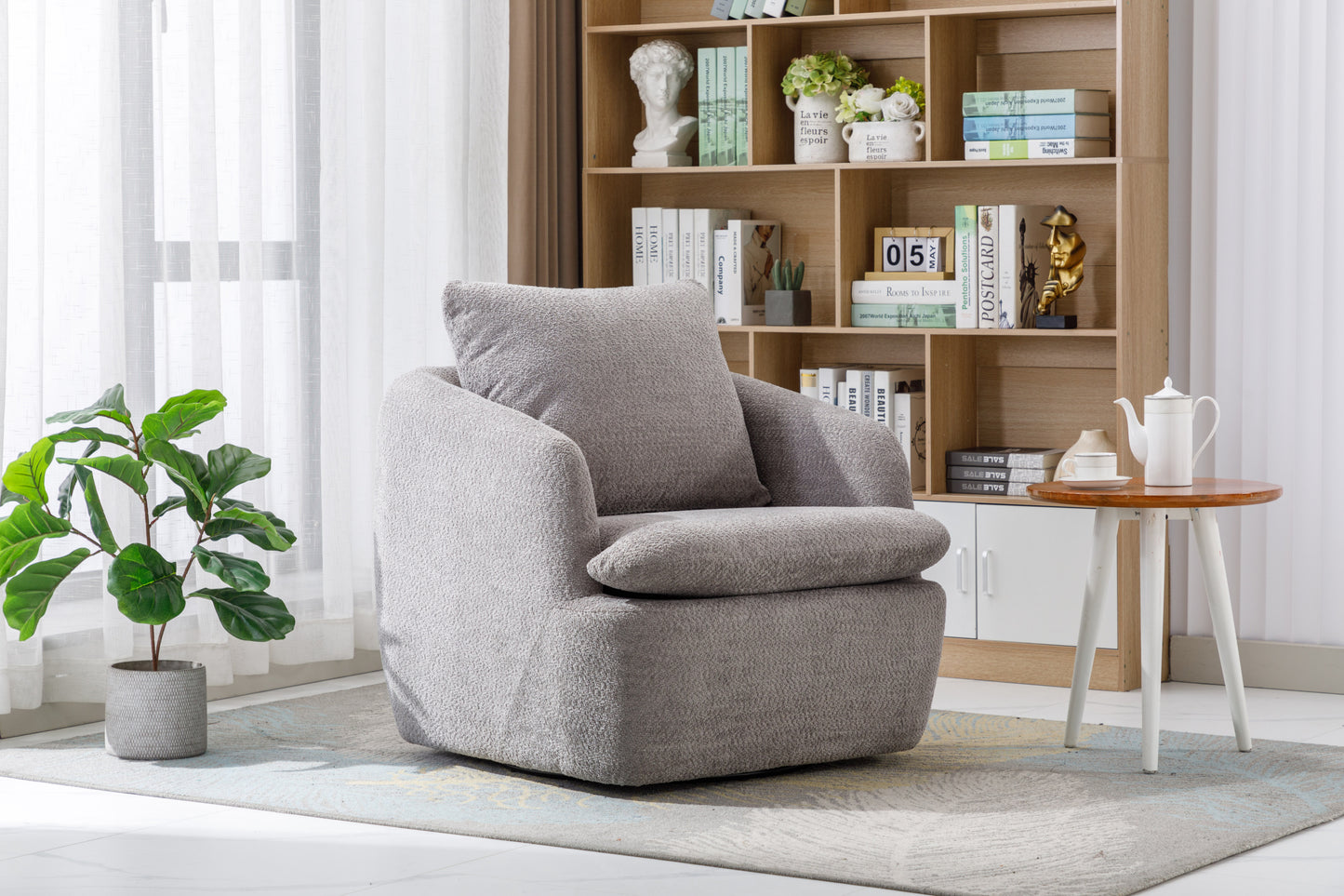 Swivel Barrel Chair, gray