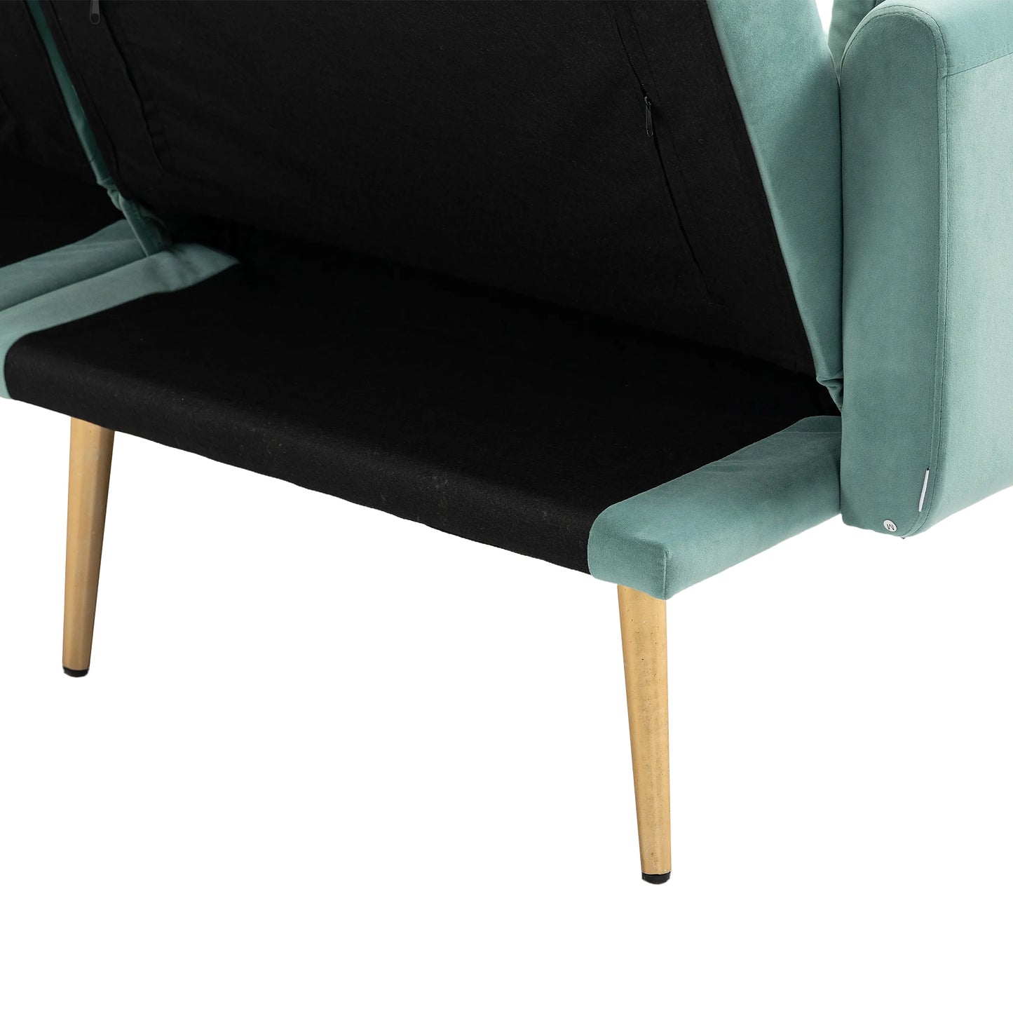 Velvet Accent Sofa with Gold Legs, Light Teal