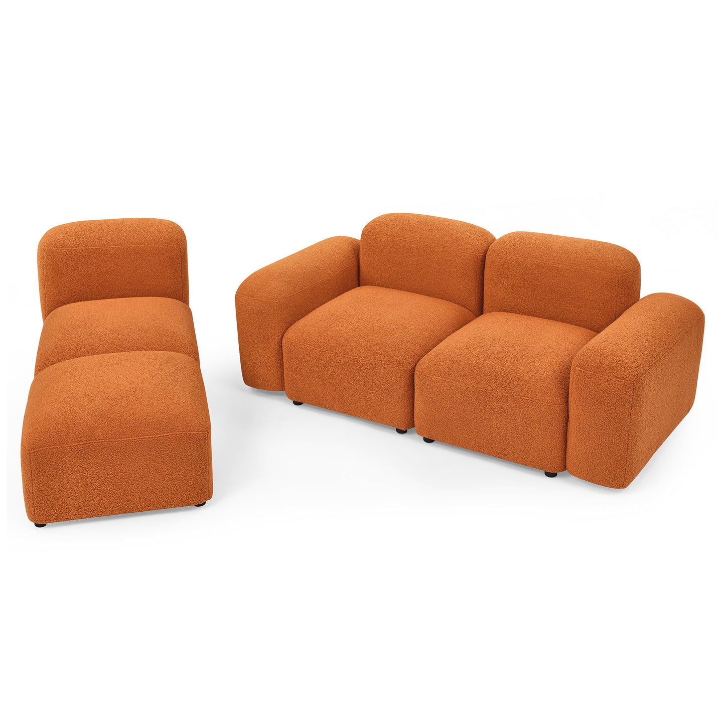 L-Shape Modular Sectional Sofa, Orange.