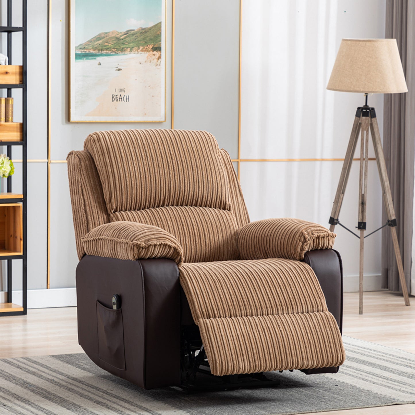 Fabric Upholstered Recliner, Brown