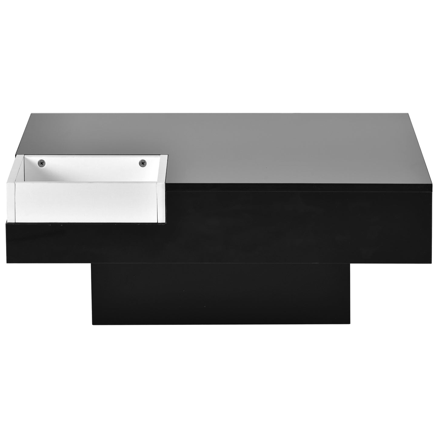 Square Coffee Table with Detachable Tray and Plug-in 16-color LED Strip Lights Remote Control
