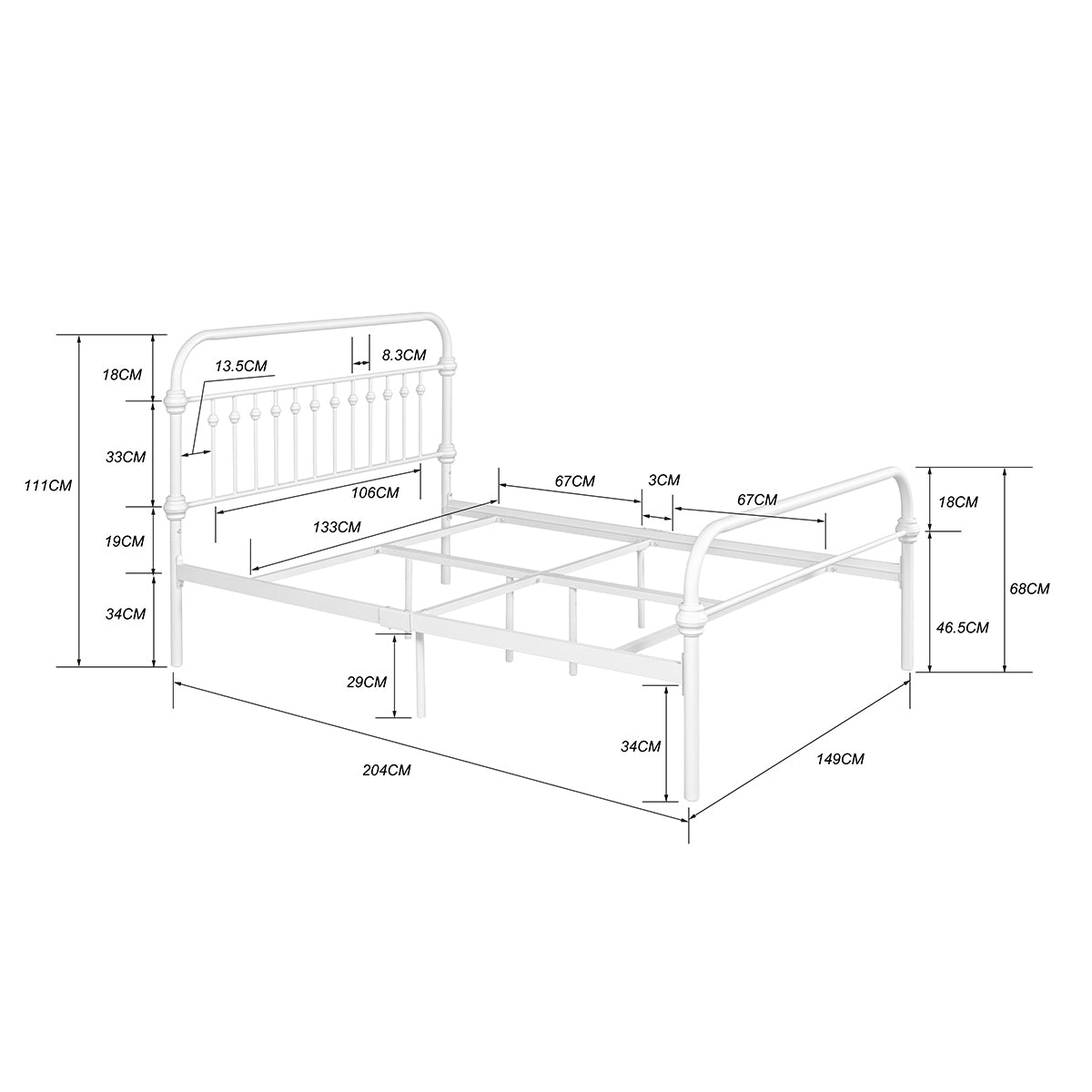 Farmhouse Bed Frame Size: Full - WHITE