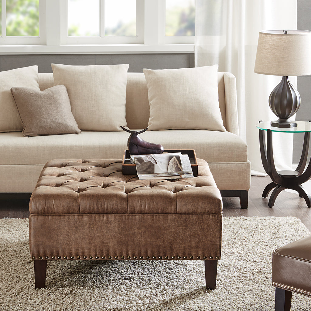 Madison Park Lindsey Tufted Square Cocktail Ottoman