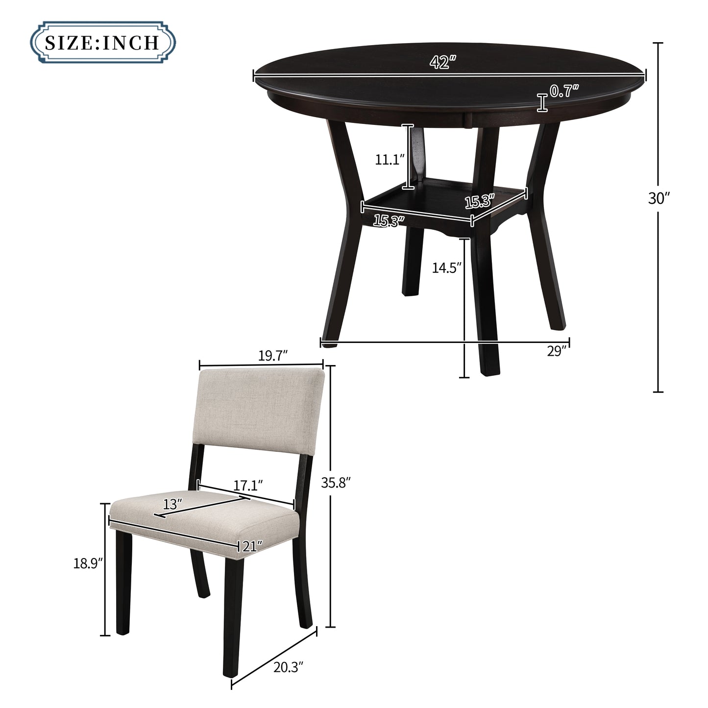 Marta Round 5-Piece Kitchen Dining Table Set