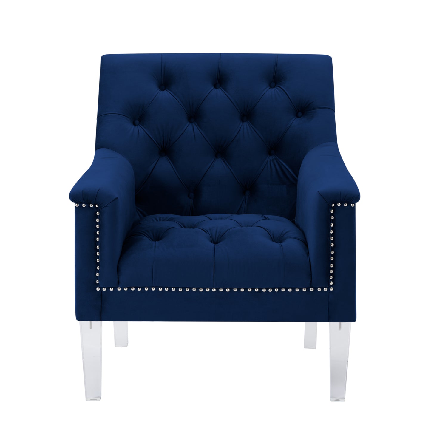 Living Room Velvet Chair -Navy Blue