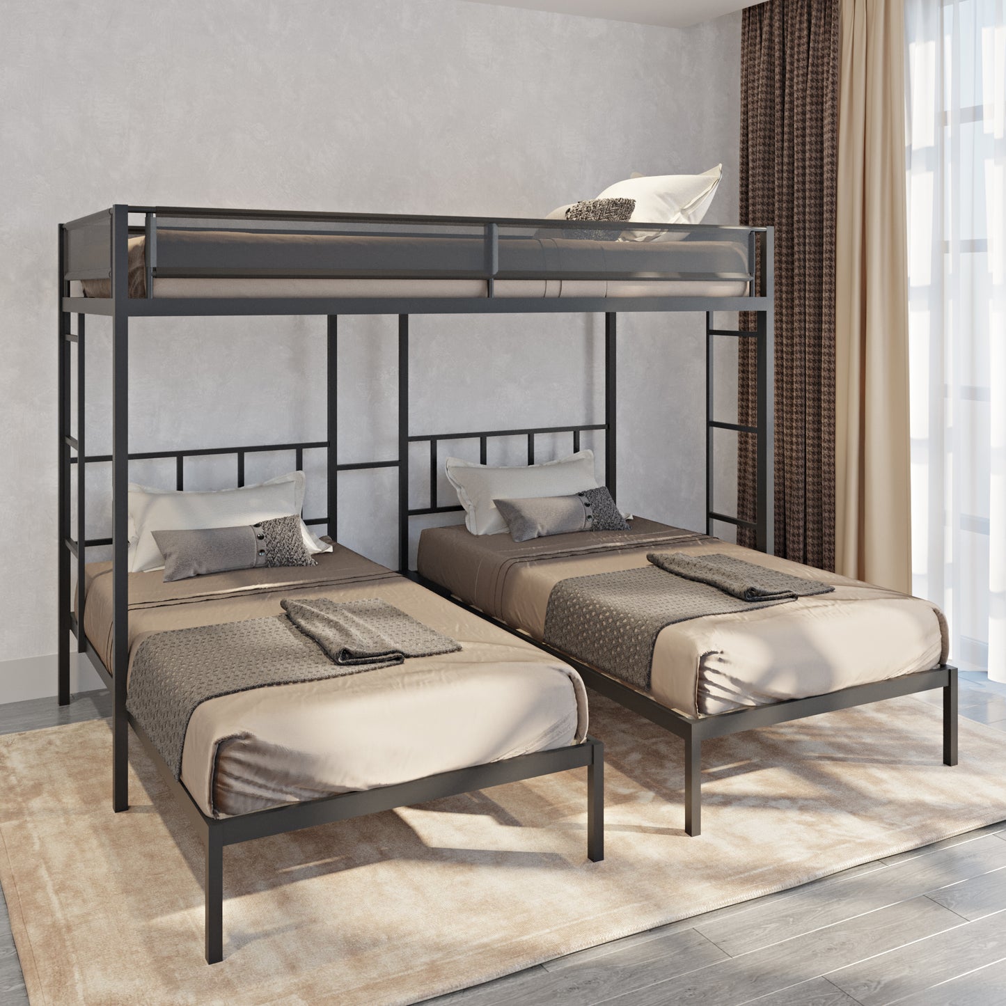 Metal Triple Twin Bunk Bed