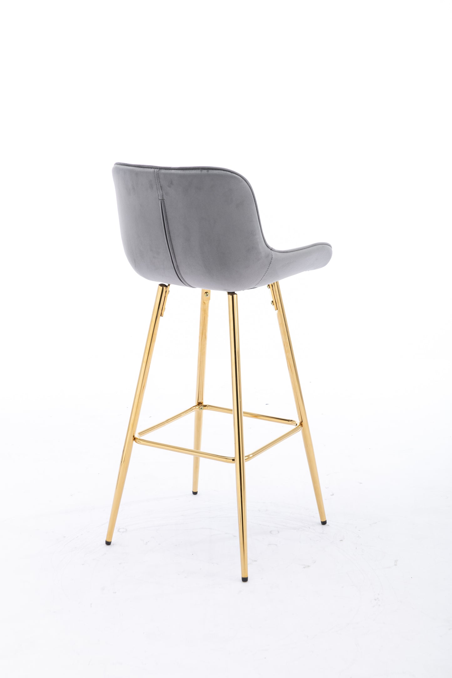 26 inch Set of 2 Velvet Fabric Golden Leg Bar Stool Gray