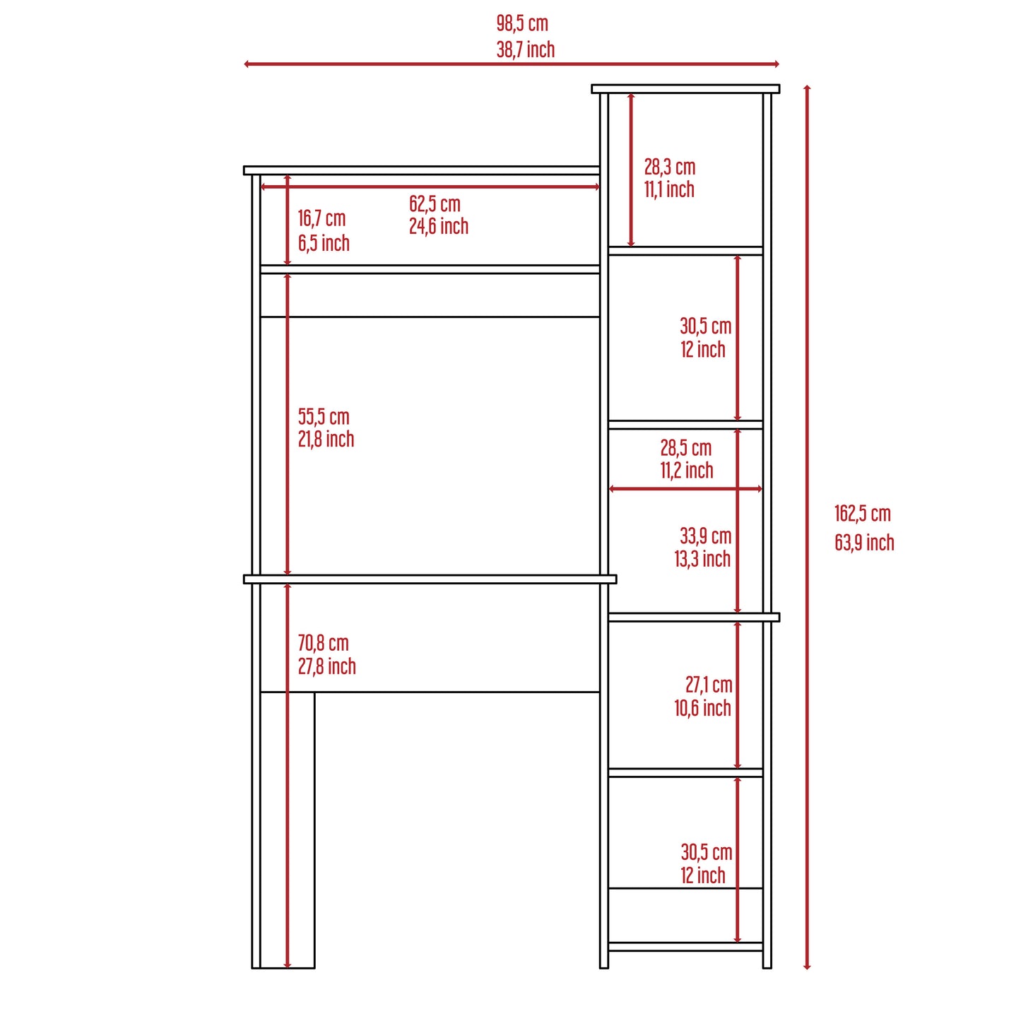 Versalles Writintg Desk, Two Shelves, Five Cubbies -Light Gray