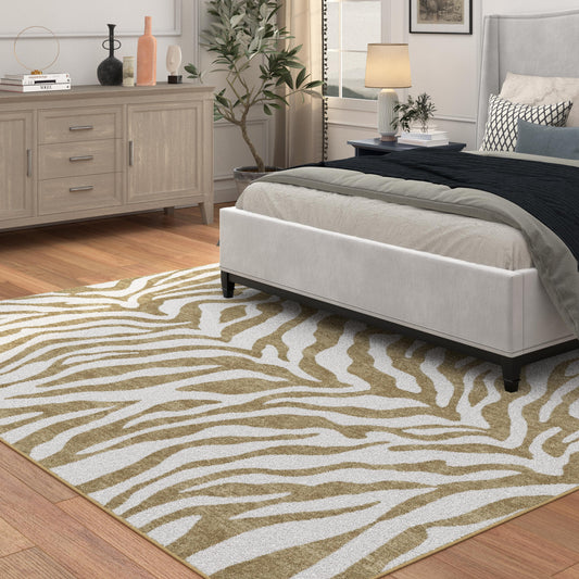 Tabora Beige and Gold Viscose Area Rug 8x10