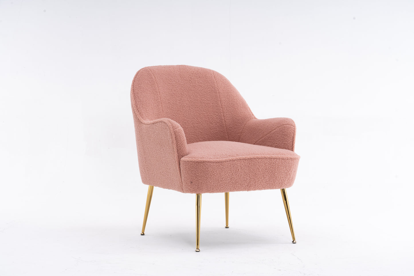 Teddy Fabric Pink Ergonomics Accent Chair