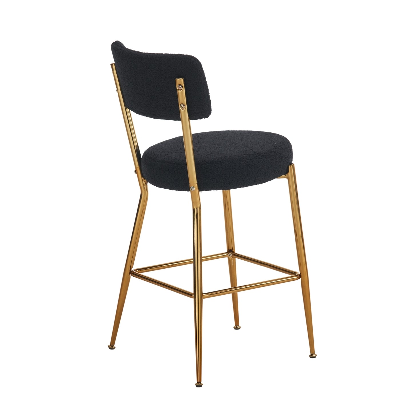 Modern Teddy Fabric Upholstered Bar Stool Set of 2 - Black