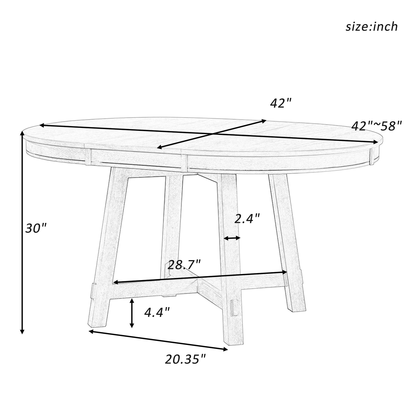 Farmhouse Round Extendable Dining Table with 16" Leaf, Natural Wood Wash