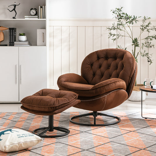 Accent Chair with Ottoman-BROWN
