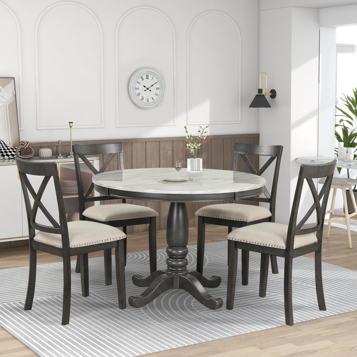 Orisfur 5 Pieces Dining Table and Chairs Set f