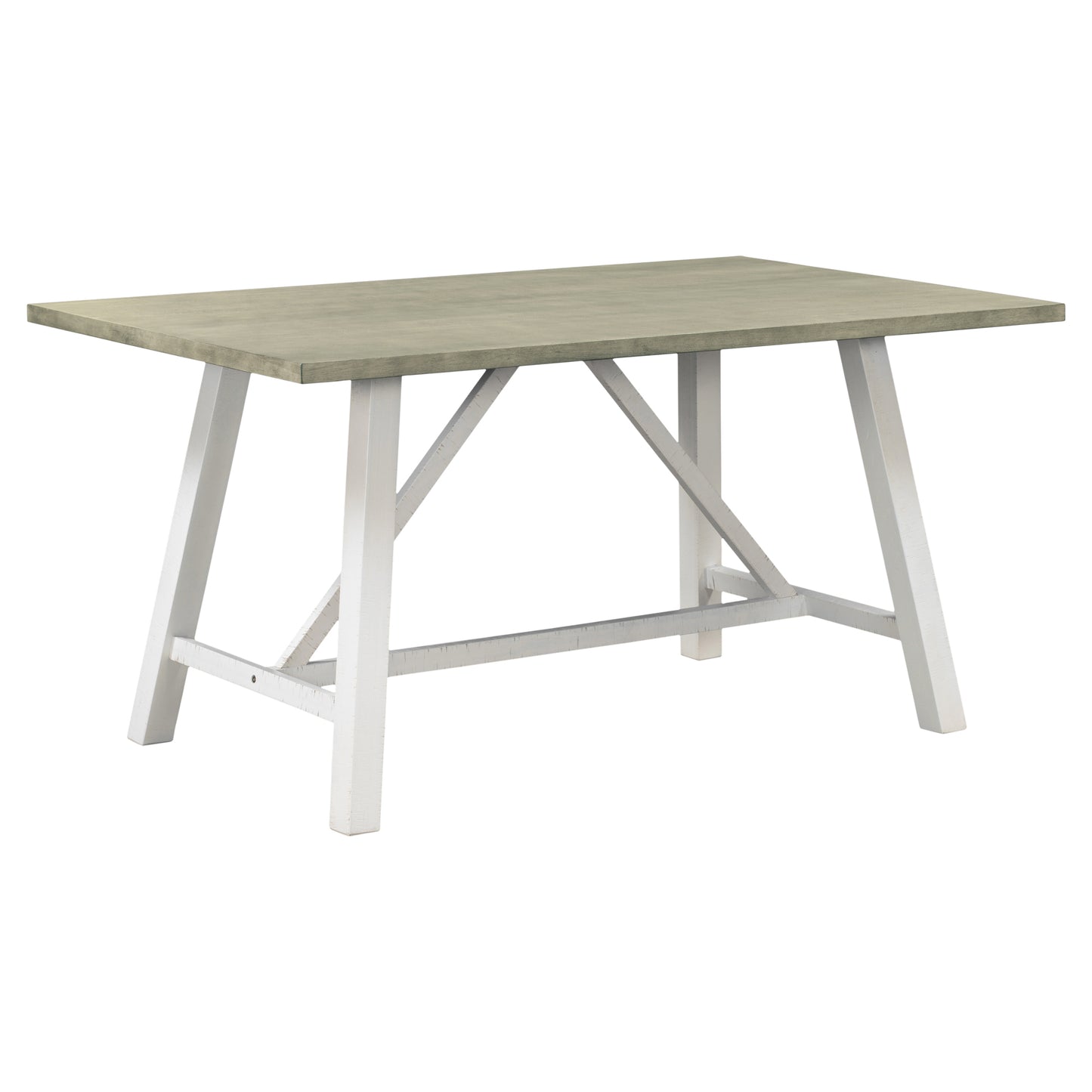 6 Piece Dining Table Set Rustic Style,White+Gray