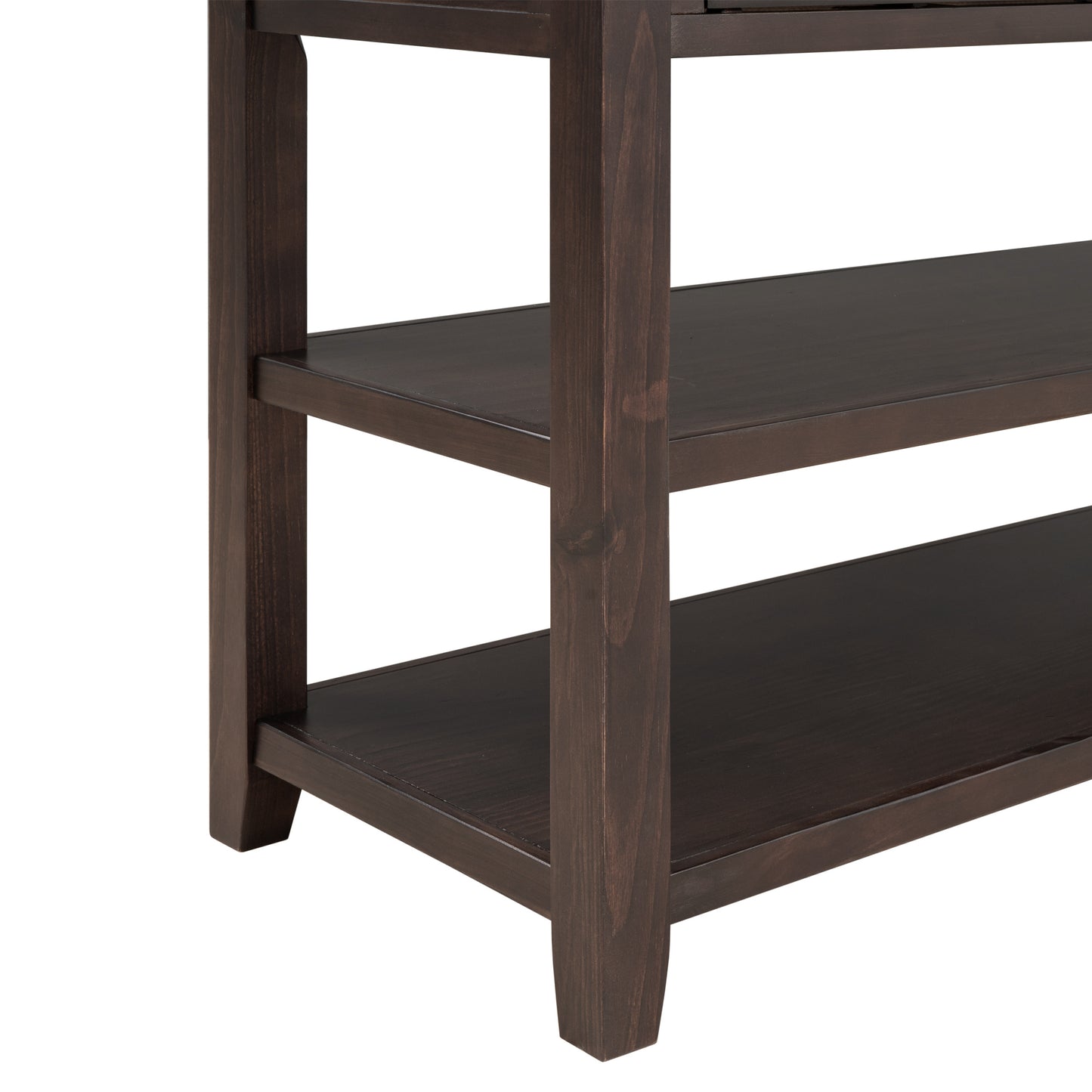 TREXM Retro Design Console Table with Two Open Shelves - Espresso