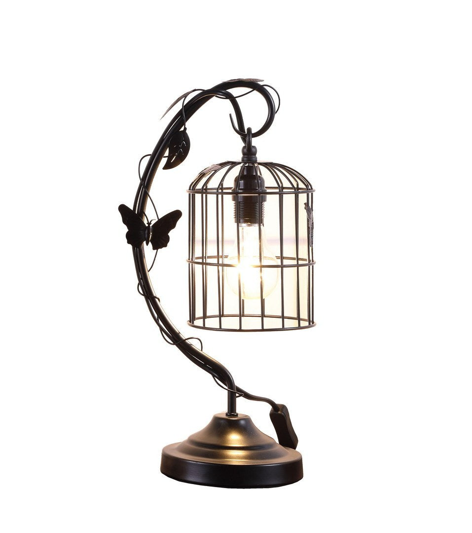 17.5" Iris Black Butterfly Garden Metal Table Lamp