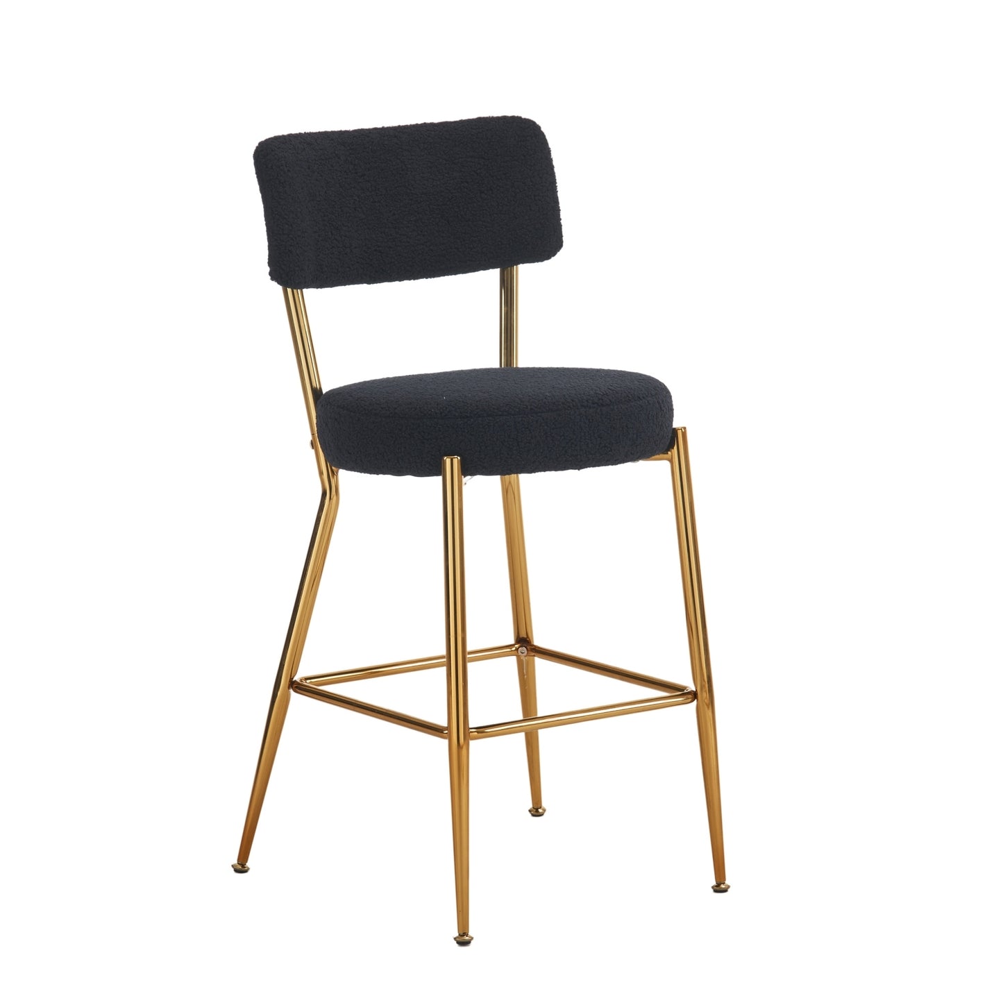 Modern Teddy Fabric Upholstered Bar Stool Set of 2 - Black