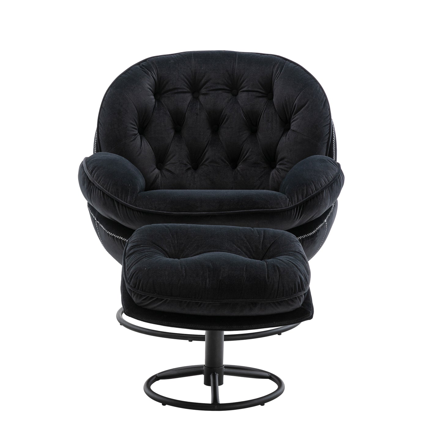 Accent chair TV Chair with Ottoman-BLACK