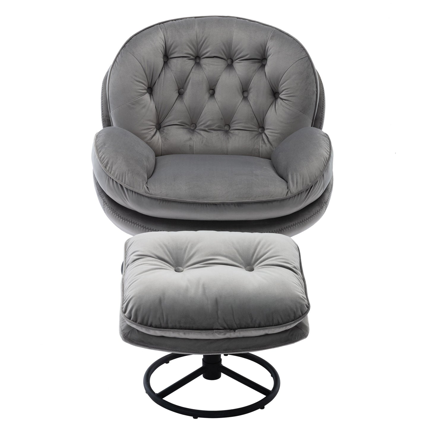 Accent Chair with Ottoman- Grey