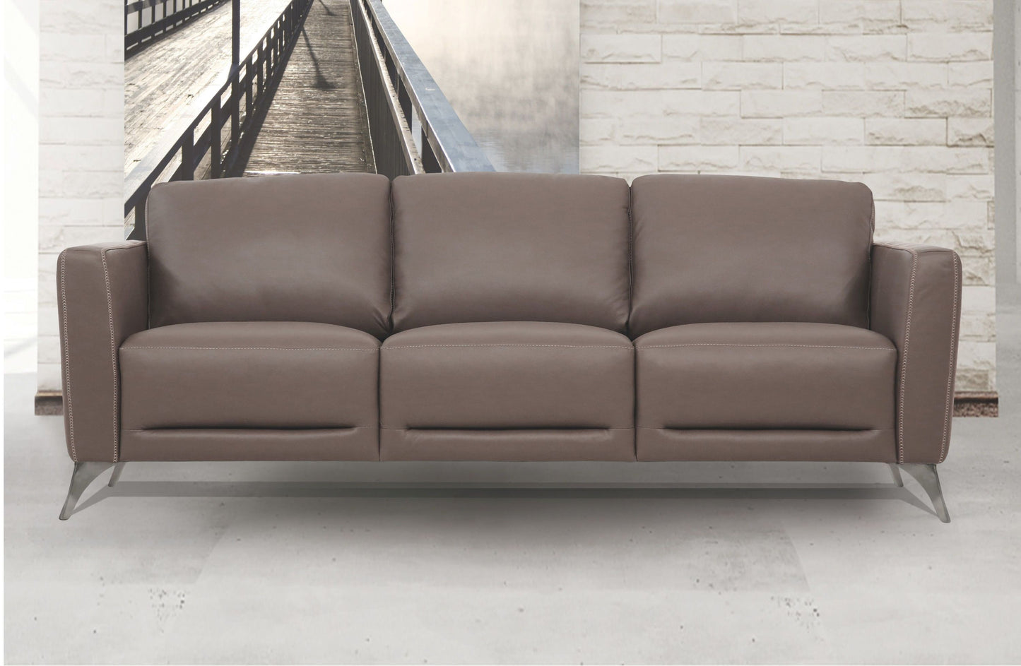 Malaga Sofa, Taupe Leather