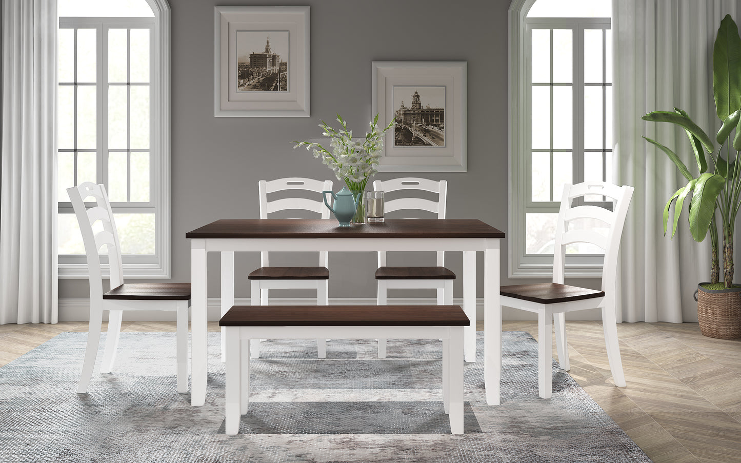 DiPoli 6 Piece Dining Table Set with Bench
