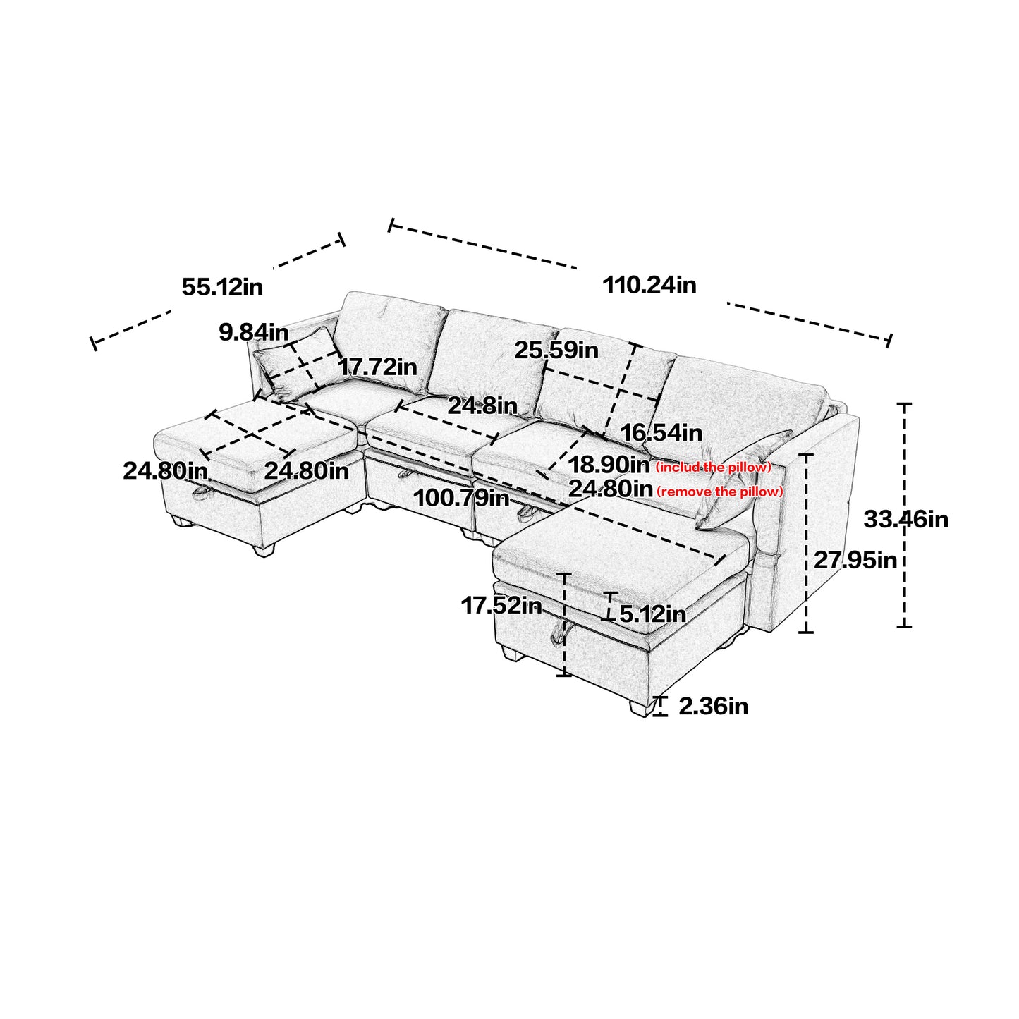 Marvin Modular Sectional Sofa- Orange