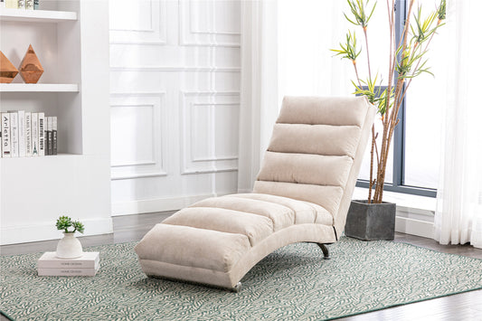 Linen Chaise Lounge Indoor Chair, beige