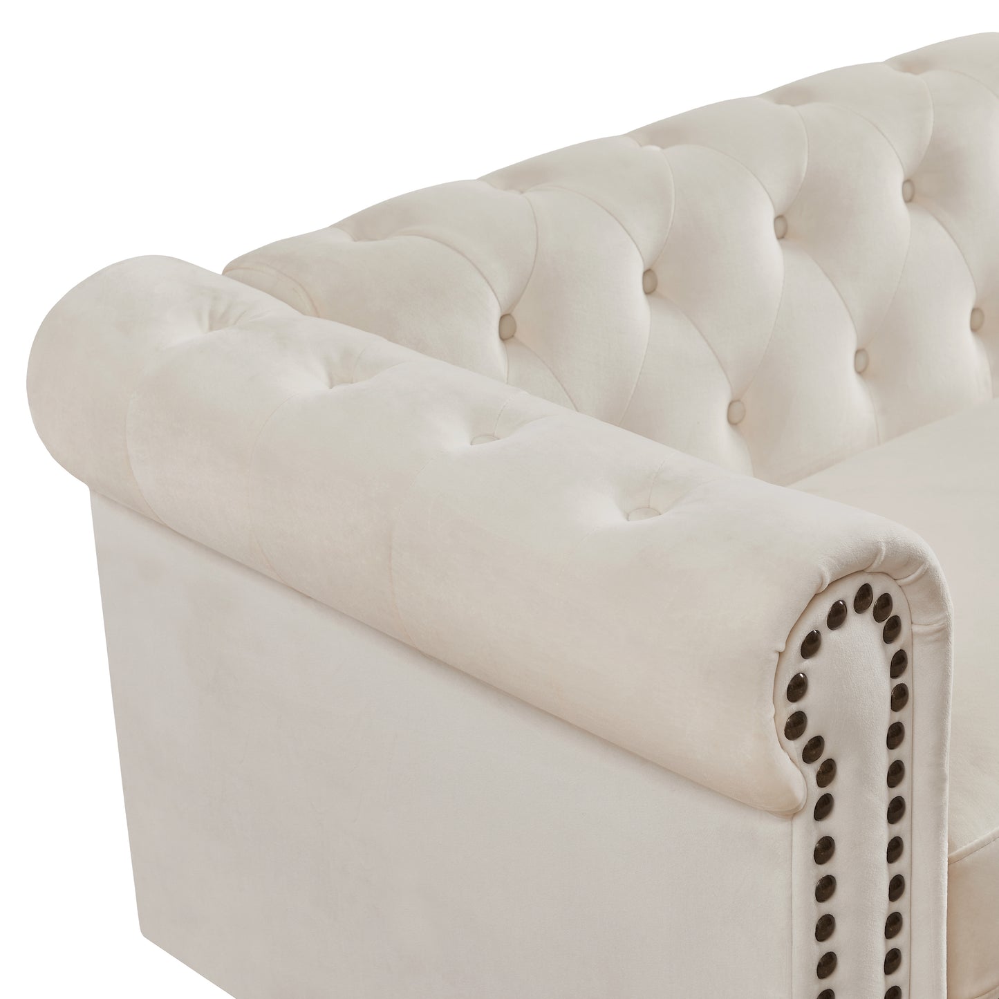 Traditional Living Room Upholstered Sofa , Large-White.